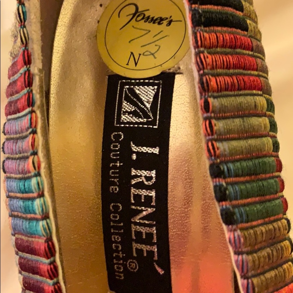 Black heel and multicolor shoe
